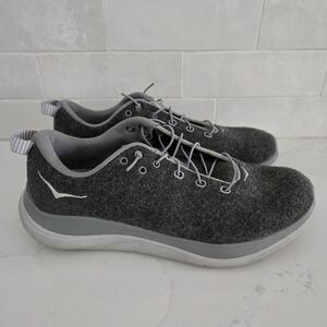 Hoka Hupana Flow Wool Athletic Casual Sneakers Walking Shoes Gray Speed Laces